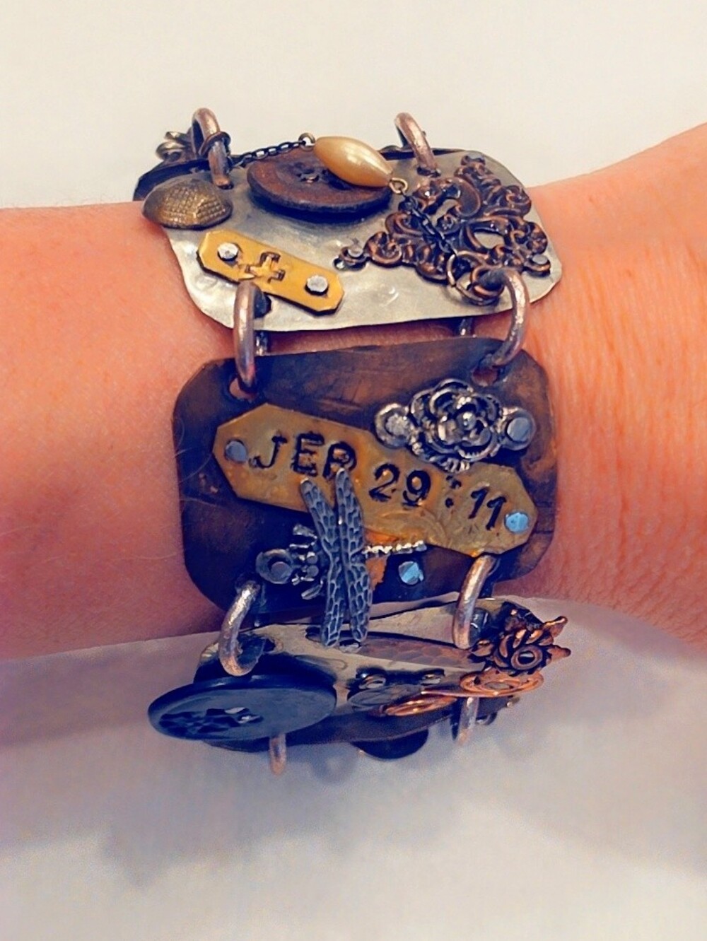 Artistan Handcrafted  Steampunk Assemblage Bracelet